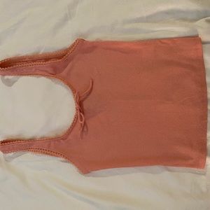 Peach Lace Trim Tank Top
